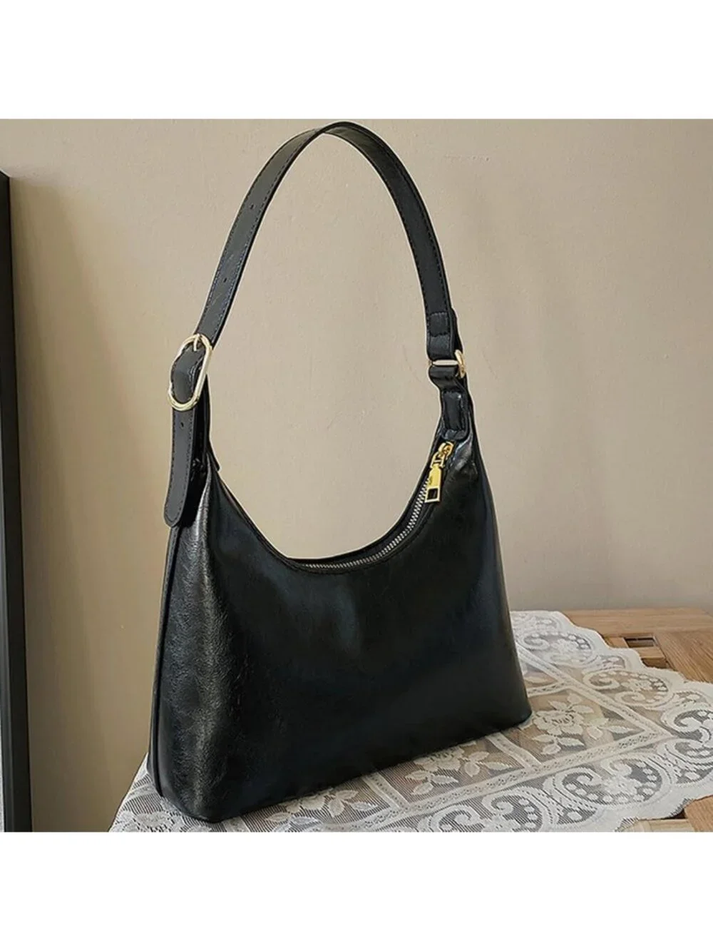 Trendy Mini Vintage Hobo Bag - Small Retro Vegan Leather Handbag for Women